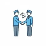 "Railway employees shaking hands – mutual transfer agreement illustration"